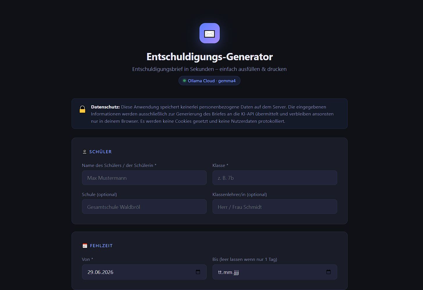 Endschuldigunsgenerator
